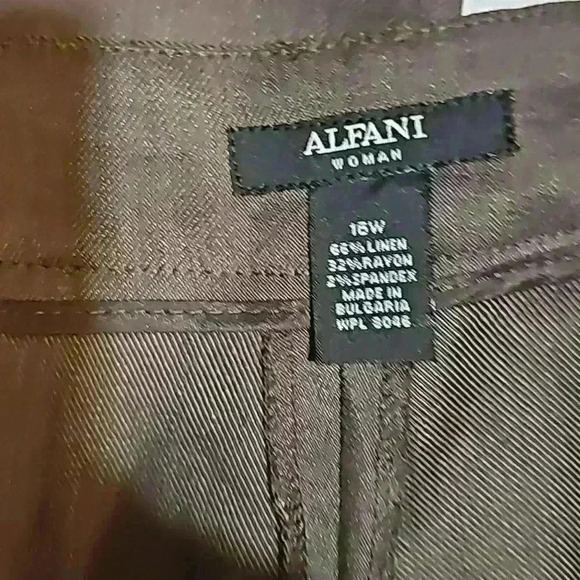 Alfani Women's pants sz 16W color brown wide leg flat front palazzo linen blend - Picture 2 of 15